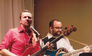 With former student Shane Chisolm. At the next gig we were on the bill with the Nitty Gritty Dirt Band
