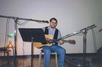 Recording the 1995 version of "Right Now is Forever" in the "magic stairwell" at Korah C. & V. S.
