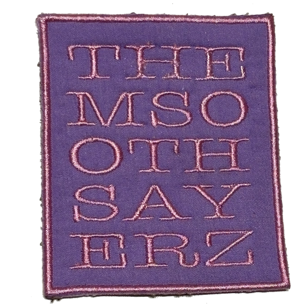 Them Soothsayerz 3”x4” tufted pink on lavender rectangle