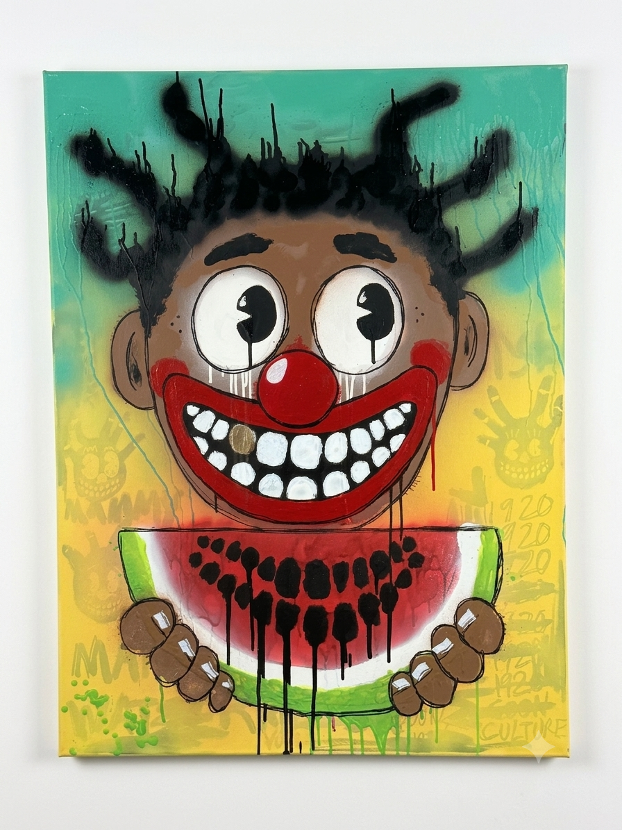 “Mammies Watermelons” Acrylic and Spray Paint (c. 2026)