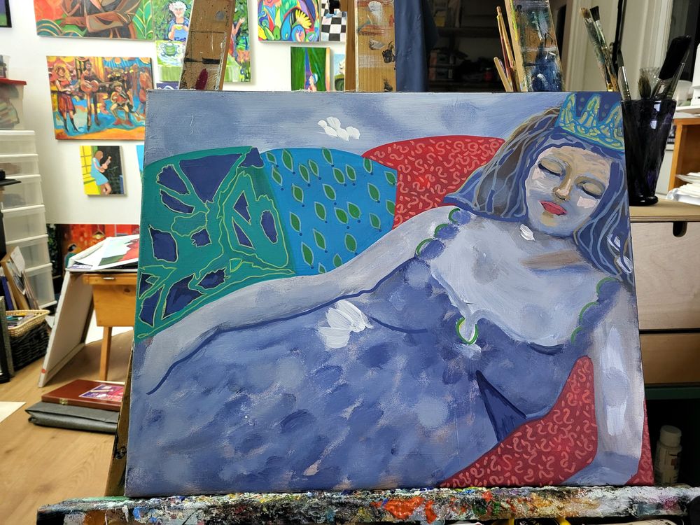 On the Easel at Lucie Walker Studio, featuring current paintings and works in progress.