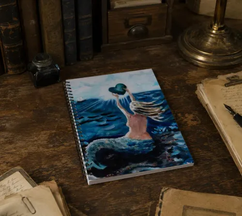 mermaid journal spiral bound, by Canadian artist, Lucie Walker