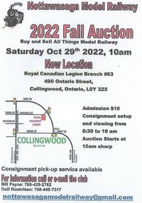 Nottawasaga Model Railway Fall Auction Starts 10 am, Viewing > 8.30 am