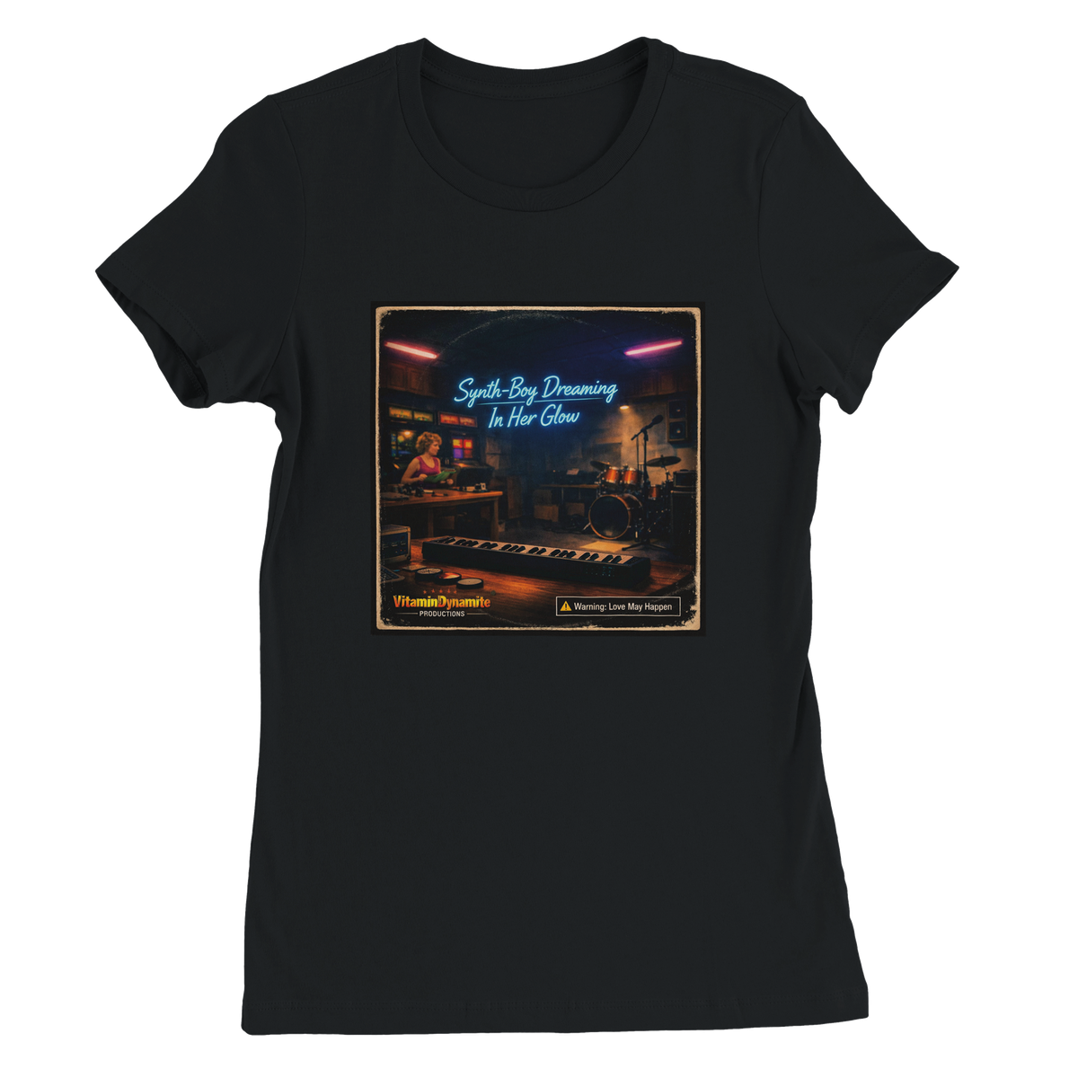 Synth-Boy Dreaming In Her Glow - Women’s Cut T-Shirt