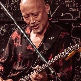 Ko Shimizu, bassist for BLUESAHOLIC and legendary NANIWA EXPRESS member, performing, Osaka, Japan
