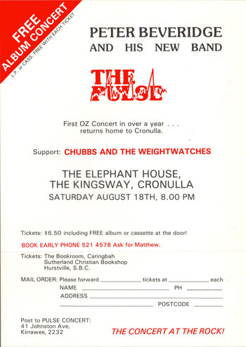 The Pulse (Peter Beveridge) / Chubbs & The Weightwatchers - Aug 1984
