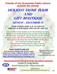 Friends of the Oceanside Public Library presents the annual Holiday Home Tour and Gift Boutique