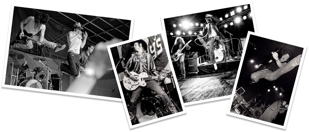 A montage of Jason & The Scorchers concert photographs
