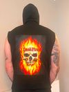 Flaming skull sleeveless hoodie