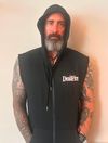 Flaming skull sleeveless hoodie