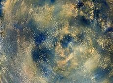 White, blue and gray photo of galaxy