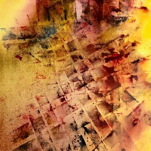 Waldrop and Sky Band indie pop song  watercolor red, yellow of square floor artwork for Dancin'