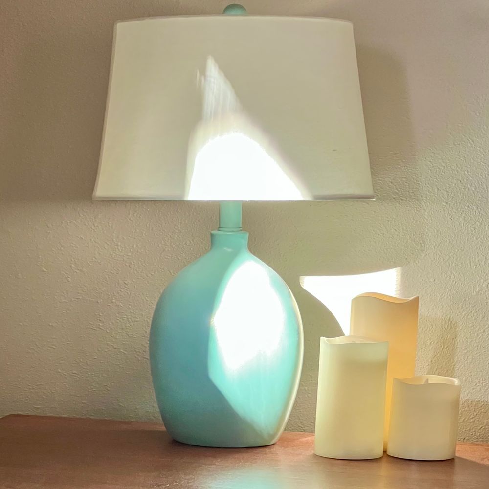 Waldrop and Sky Band indie pop song photo of blue lamp on side table with three candles  artwork for It's Not Too Late