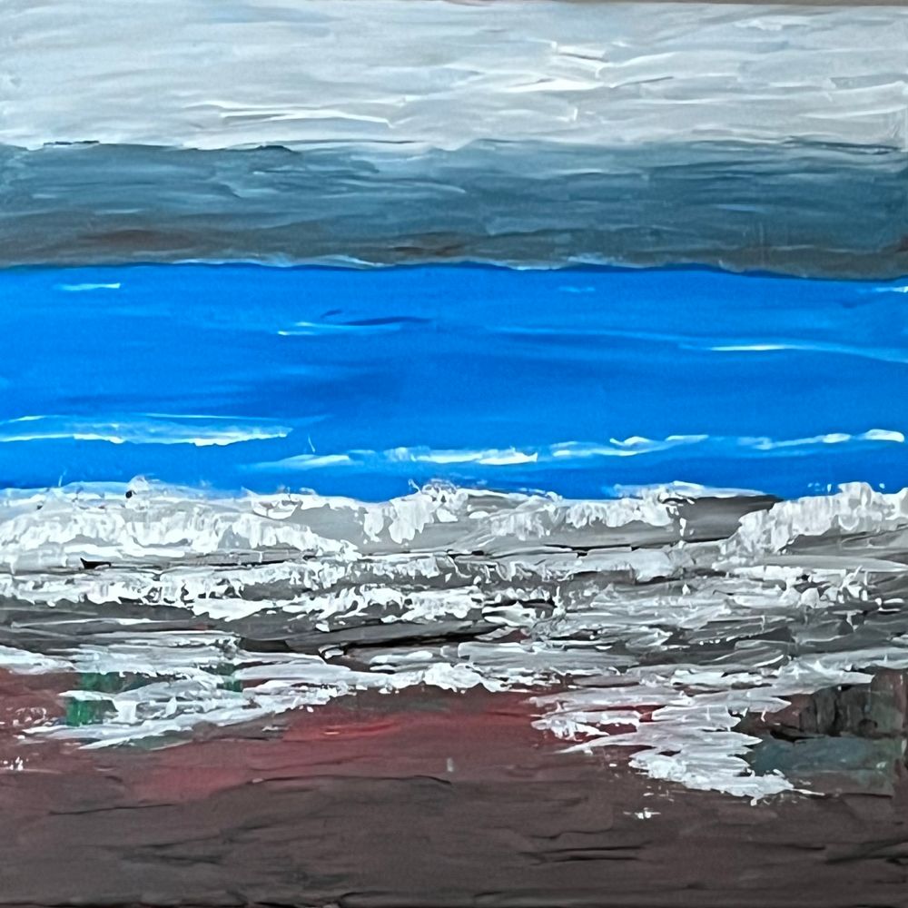 Waldrop and Sky Band indie pop song waves crashing on the beach artwork for Whisper Blue