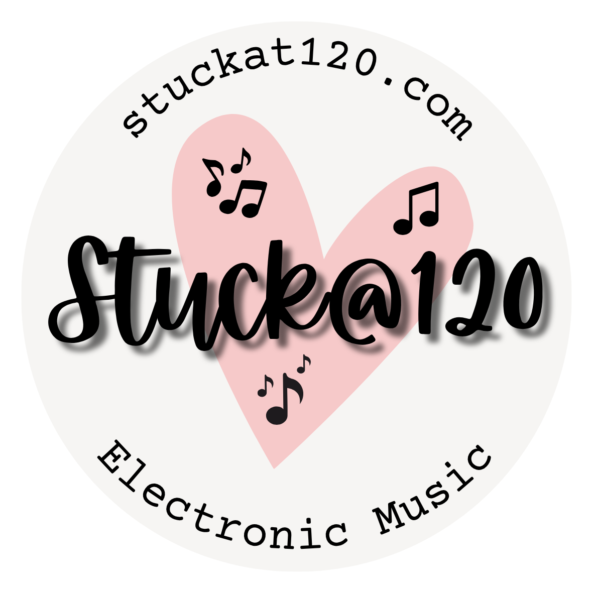 2.5" Round Vinyl Sticker, Stuck@120 Heart Print