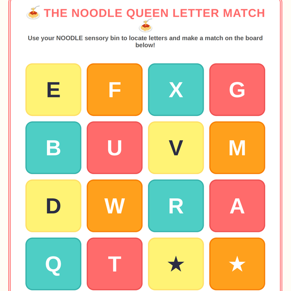 The Noodle Queen - Letter Match - Learning Activity