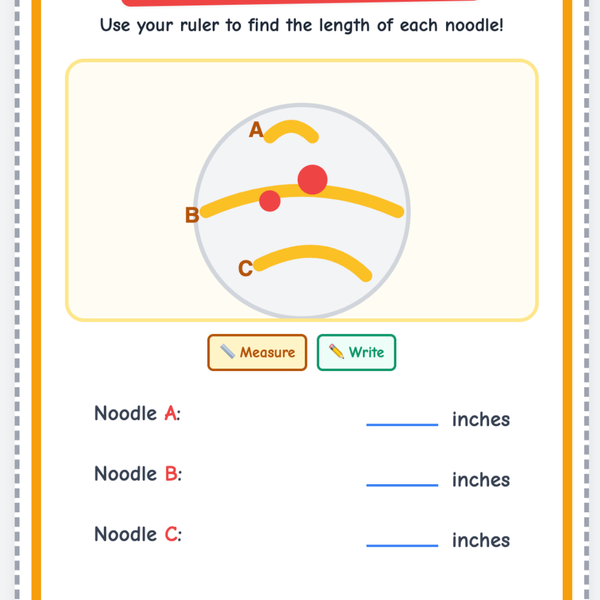 The Noodle Queen - Measure the Noodle - Learning Activity. 