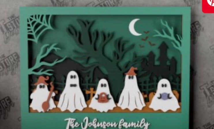 Halloween ghosts family sign