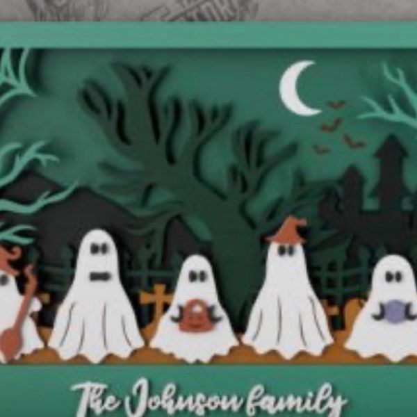 Halloween ghosts family sign
