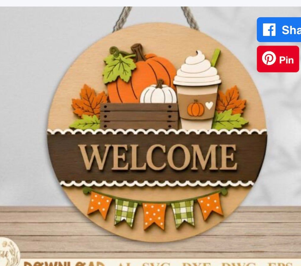 16" Round "Welcome" Pumpkin Spice Door