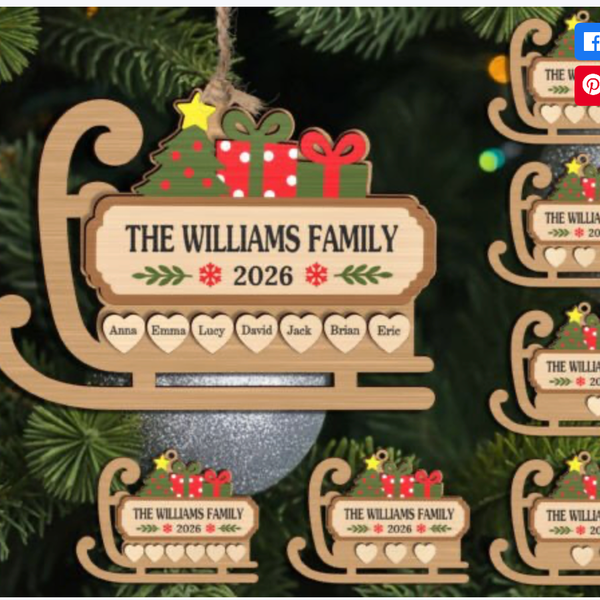 Personalized Santa's Sleigh Family Christmas Ornament