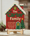 Personalized "Christmas Begins at Home" Wooden House Sign