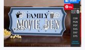 "Family Movie Den" Wooden Plaque Sign
