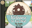 16" Round "Welcome to Our Nest" Personalized Door Sign
