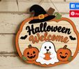 Pumpkin-Shaped "Halloween Welcome" Door Sign