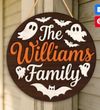 Custom Ghost & Bats Halloween Family Name Door Sign