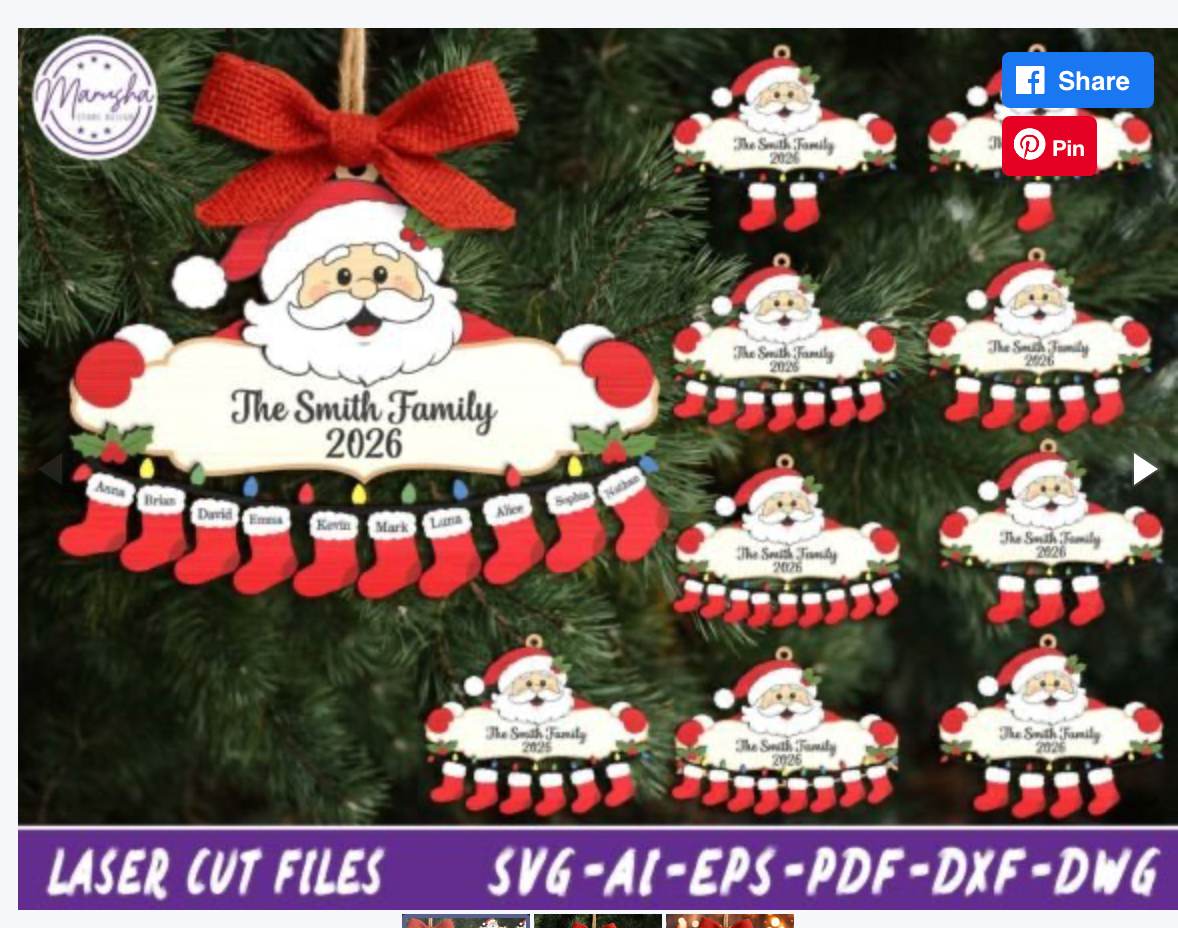 Customized Santa & Stockings Family Christmas Ornament