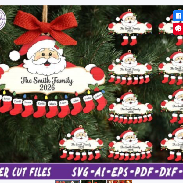 Customized Santa & Stockings Family Christmas Ornament