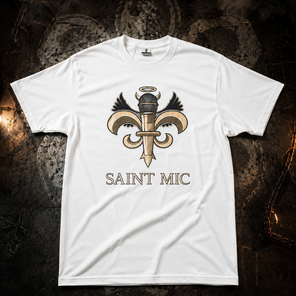 SAINT MIC VINTAGE LOGO T SHIRT - White/Black/Gold