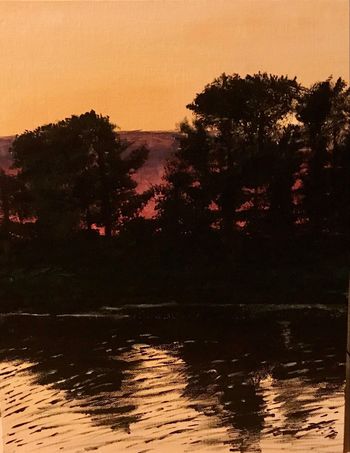 "Dusk on the Pond", acrylic
