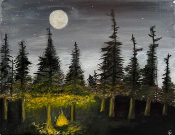 "Lonely Campfire", acrylic
