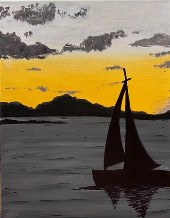 "Drifting", acrylic, marker

