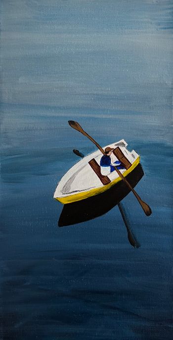 "Sitting Still", acrylic, marker
