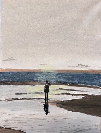 "Still Here", acrylic, marker
