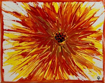 "Orange Pop", acrylic palette knife
