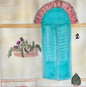 "Come In", watercolor, sketch
