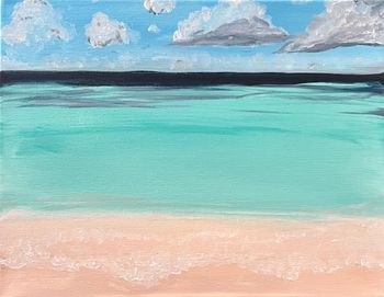 "Awaiting Arrival", acrylic
