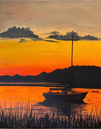 "Deep Summer Sunset", acrylic
