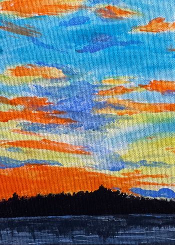 "Winter Sunrise", watercolor
