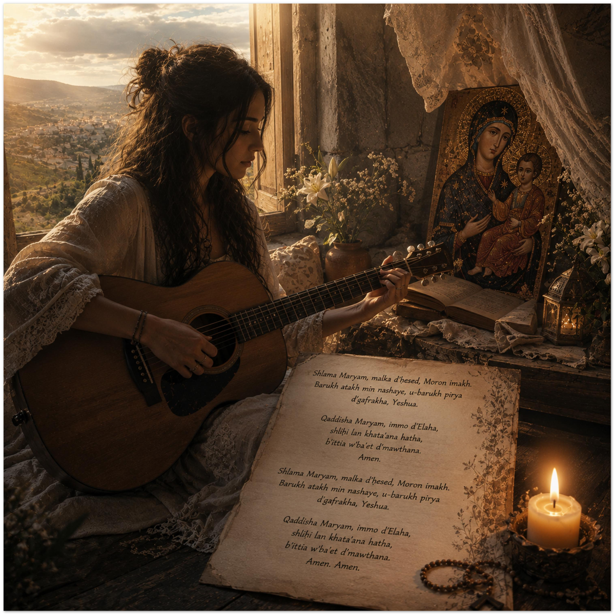 Learn the HailMary in galilean Aramaic) - Fine Art Poster