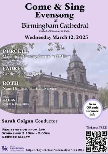 Come & Sing Evensong Event in March 2025
