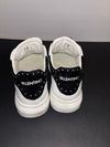 PRE-OWNED -GOOD Women Valentino size 7.5 White/Black Low Top Lace Up Sneakers Studded Heel Tab Athletic