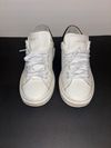 PRE-OWNED -GOOD Women Valentino size 7.5 White/Black Low Top Lace Up Sneakers Studded Heel Tab Athletic