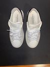PRE-OWNED -GOOD Women Valentino size 7.5 White/Black Low Top Lace Up Sneakers Studded Heel Tab Athletic