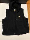  PRE-OWNED FAIR  Carhartt Men's XL  Black hooded fleece lined full zip ,vest 