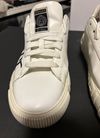  PRE-OWNED FAIR Versace Men's size 10 White/Black Low Top Lace Up Athletic Sneakers Logo Casual  